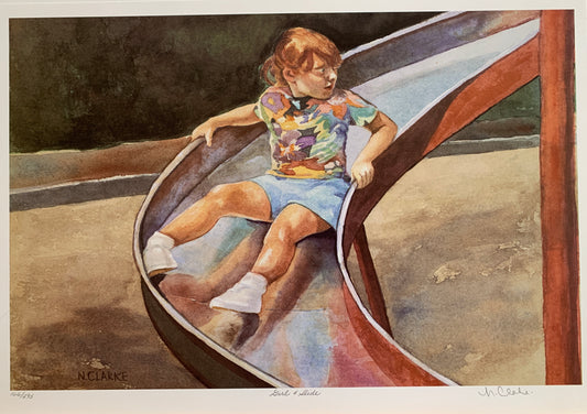 Girl & Slide by Neville Clarke