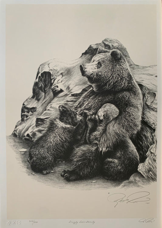 Grizzly Bear Family by Robert Pow